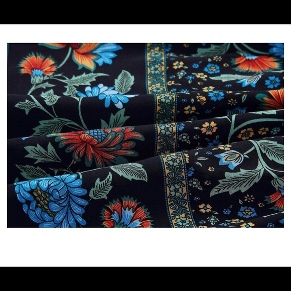 Blue spaghetti strap floral boho summer dress - Picture 5 of 6